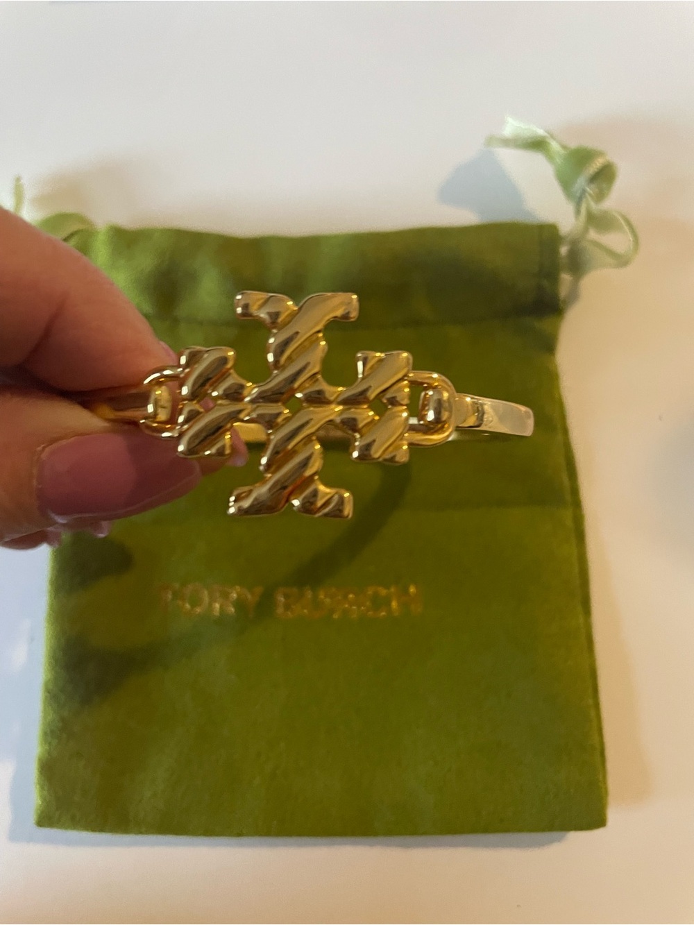 Tory Burch Gold Logo Chain-Link Bangle